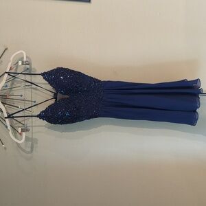 Faviana Blue Size 4 Dress Homecoming Prom Dress Fairycore Sequin Beaded Mini
